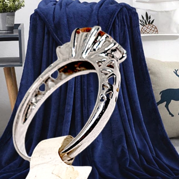 .Light Brown Crystal Sterling Silver Ring - Picture 4 of 6